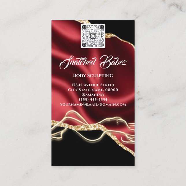 Body Massage Sculpting Logo Gold SPA Black Business Card (Back)