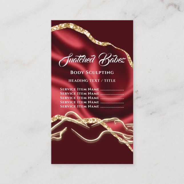 Body Massage Sculpting Logo Gold SPA Red Business Card (Front)