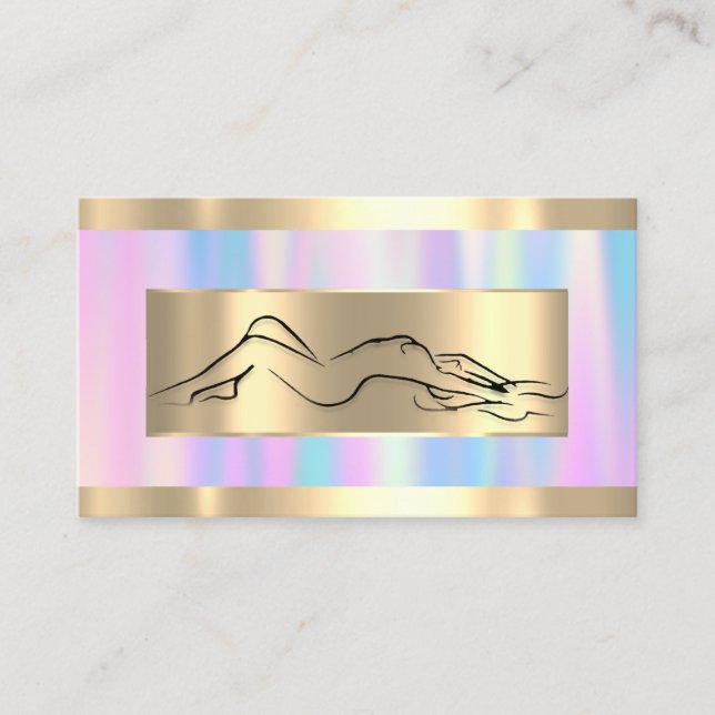 Body Massage SPA Wellness Code Logo Blue Pink Business Card (Front)