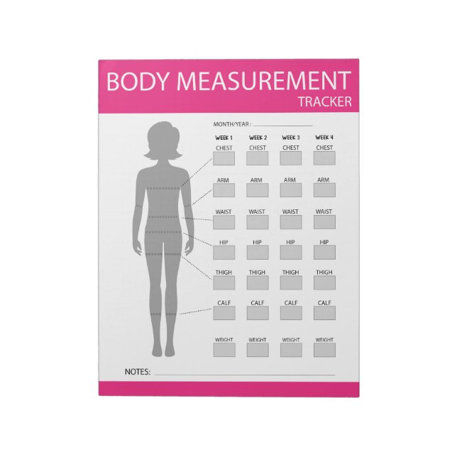Body Measurements Tracker  Notepad (Rotated)