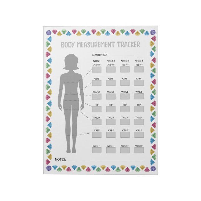 Body Measurements Tracker  Notepad (Rotated)