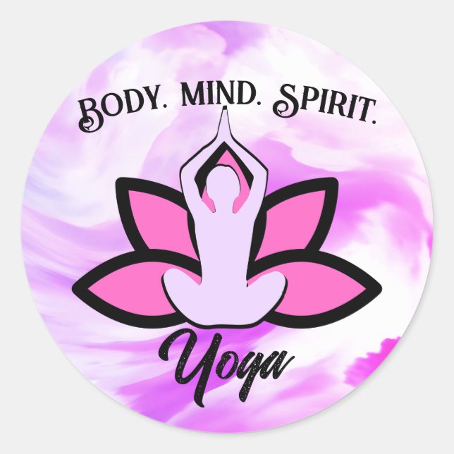 BODY MIND SPIRIT YOGA Meditation Aasana Classic Round Sticker (Front)