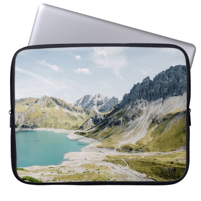 BODY OF WATER SURROUNDED BY MOUNTAINS LAPTOP SLEEVE (Front)