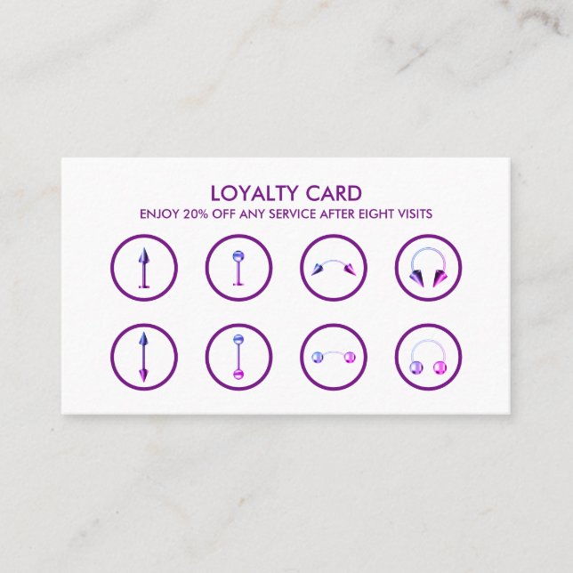 Body Piercing Loyalty Business Card (Front)