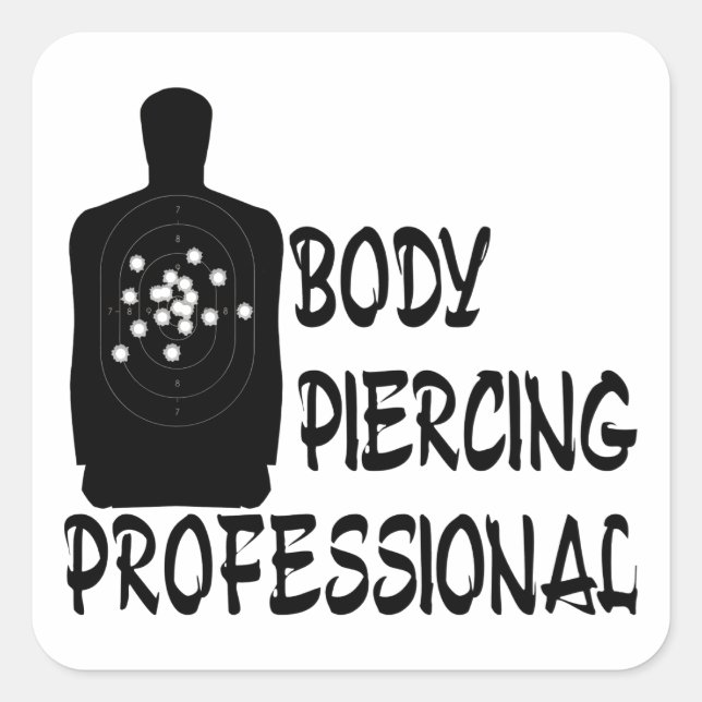 Body Piercing Professional Square Sticker (Front)