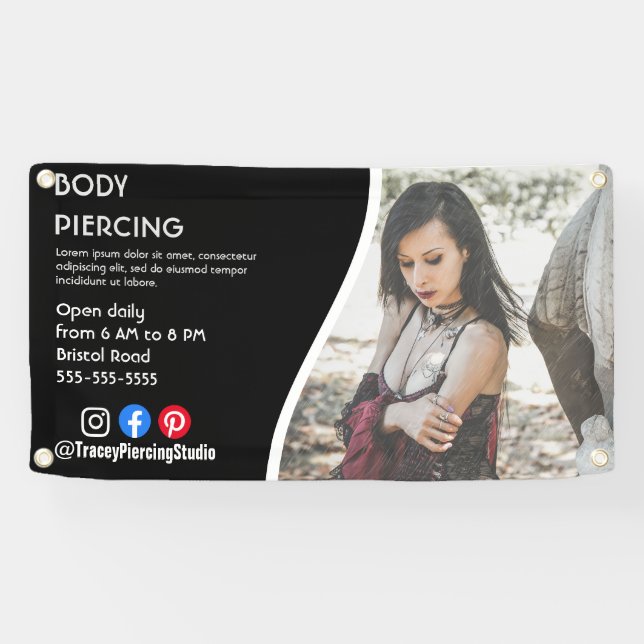 Body PIERCING STUDIO poster flyer Sign (Horizontal)