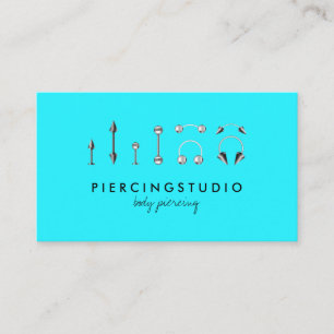 Body Piercing Tattoo Teal Business Card