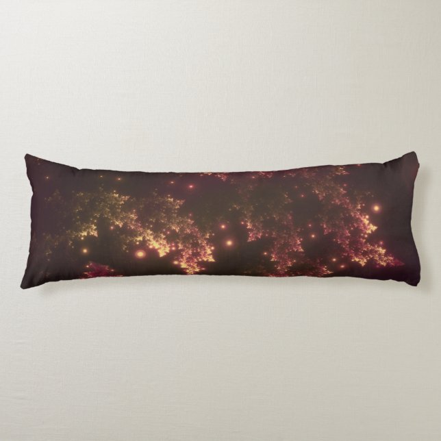 Body Pillow Fractal Leaves Red Glow (Front)