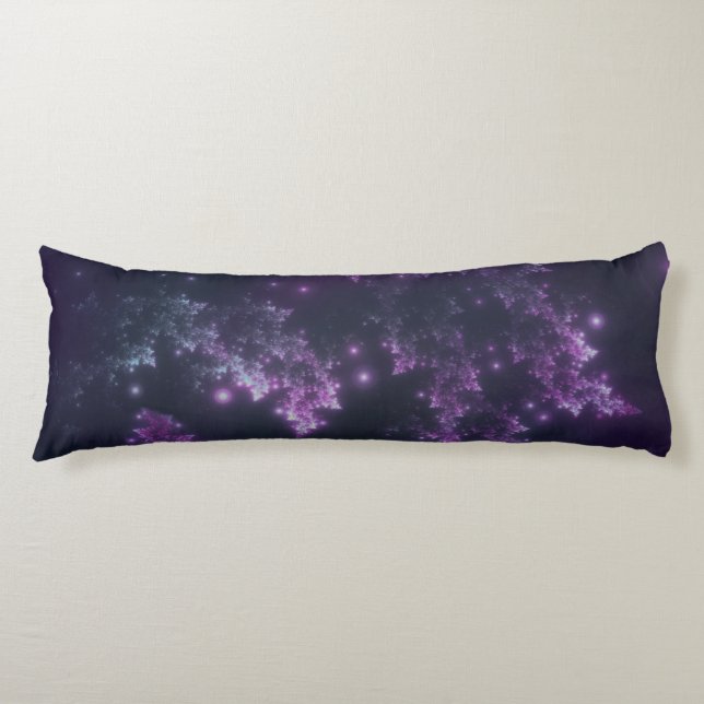 Body Pillow Fractal Leaves Violet Glow (Front)