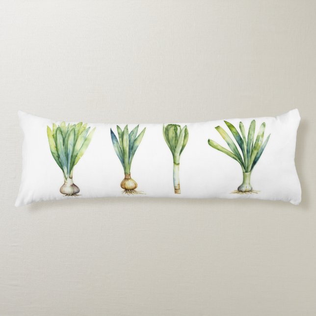 Body Pillow with Spring Onion Illustration (Front)