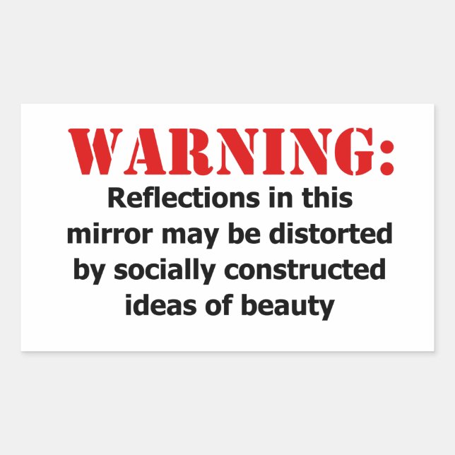 Body-Positive Mirror Warning Rectangular Sticker (Front)