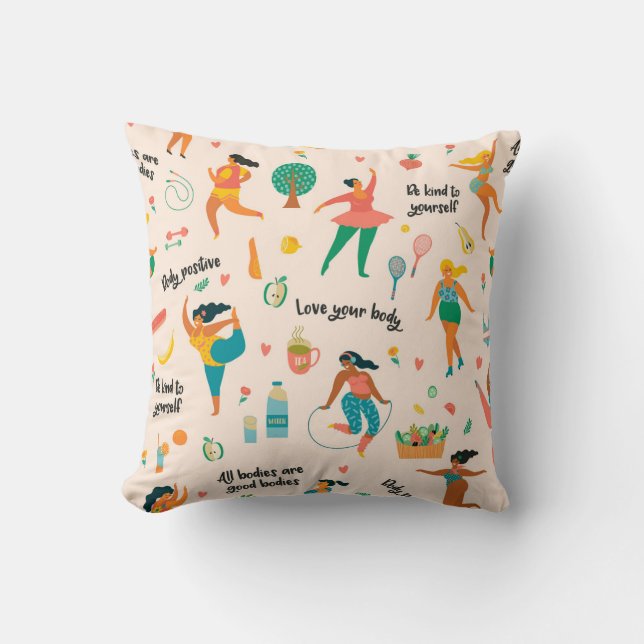 Body Positivity Throw Pillow (Front)