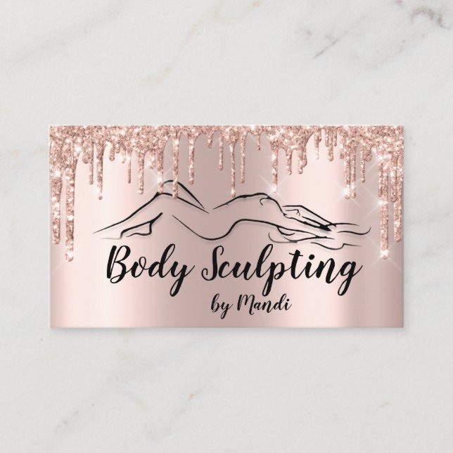 Body Sclupting Beauty Logo  Glitter Drip p Business Card (Front)