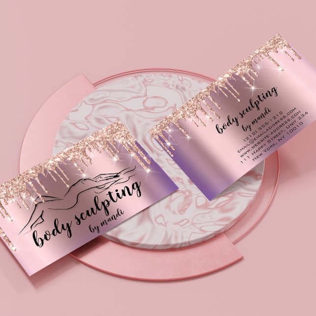 Body Sclupting Beauty Logo Glitter Drips Eggplant Business Card (Body Sclupting Beauty Logo Glitter Drips Eggplant Business Card)