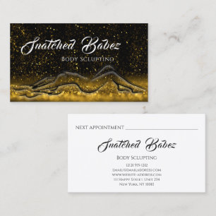 Body Sclupting Beauty Logo  Glitter Massage Gold Business Card