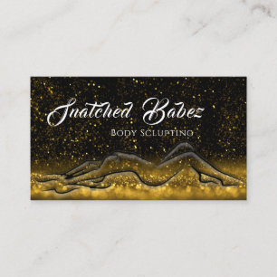 Body Sclupting Beauty Logo  Glitter Massage Gold Business Card