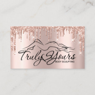 Body Sclupting Beauty Logo  Glitter Rose1 Business Card