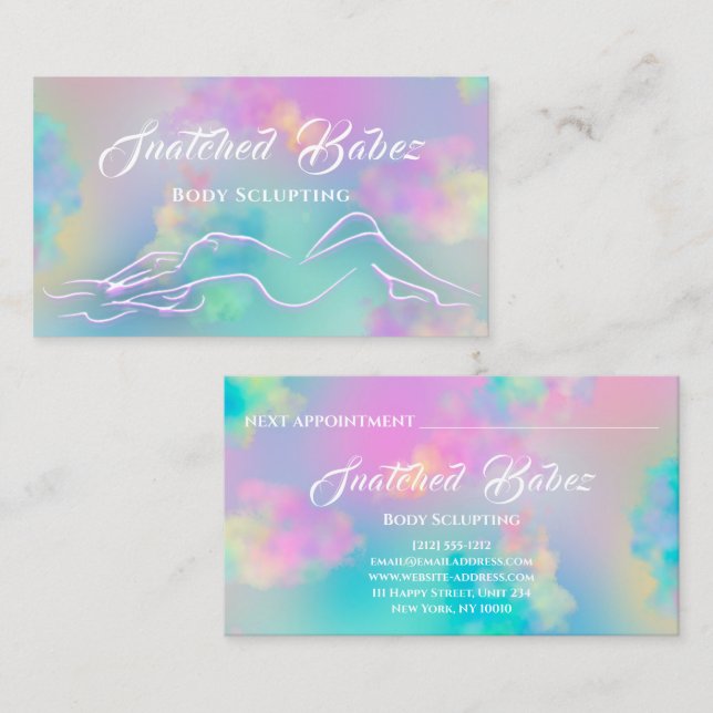 Body Sclupting Beauty Logo Massage Holograph Cloud Business Card (Front/Back)