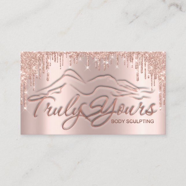Body Sclupting Logo Social Media Rose Blush Business Card (Front)