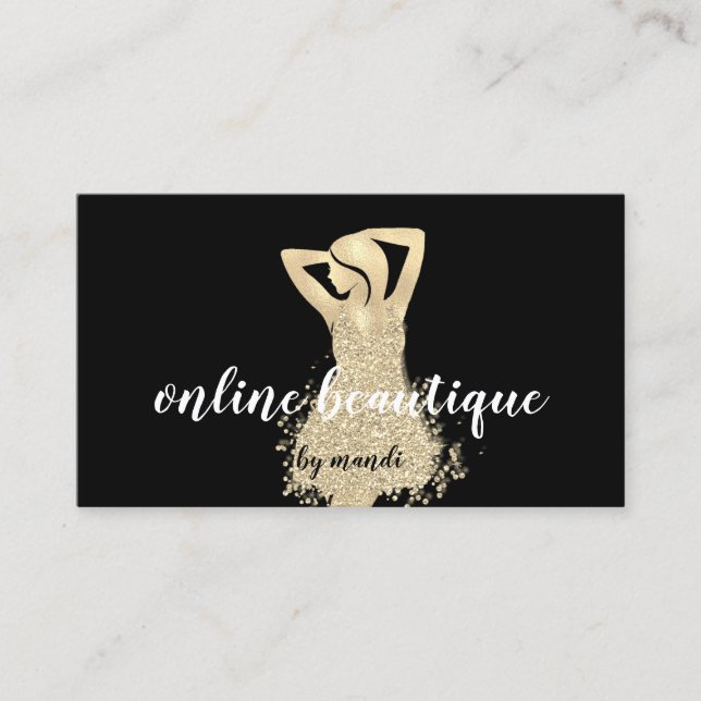 Body Sclupting Massage Logo Black White Gold Business Card (Front)