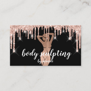 Body Sclupting Massage Logo Glitter Drips QR Business Card