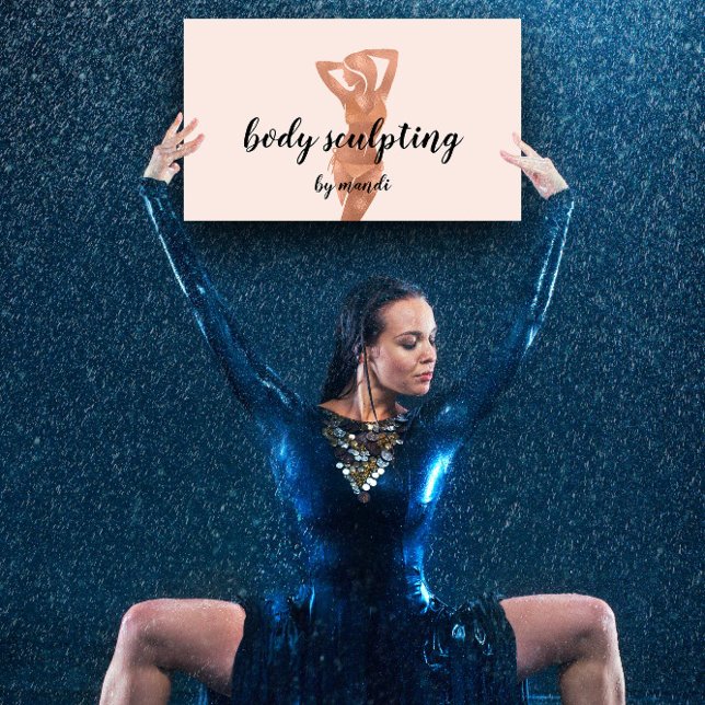 Body Sclupting Massage Logo Rose Gold  Bikini QR Business Card (Body Sclupting Massage Logo Rose Gold Bikini QR Business Card)