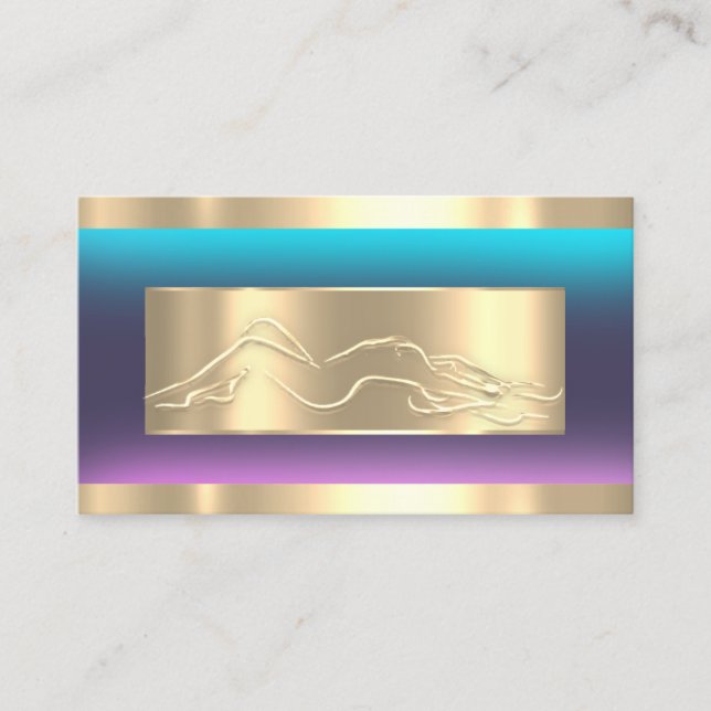 Body Sclupting SPA Code Logo Smoky Blue Frame Business Card (Front)