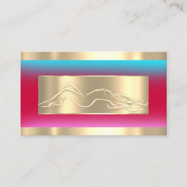Body Sclupting SPA Code Logo Smoky Blue Red Gold Business Card (Front)