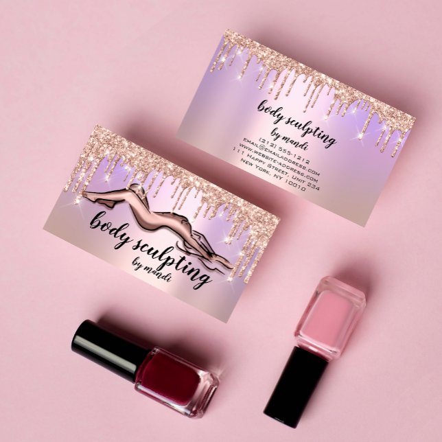 Body Sculpting Beauty Logo Glitter Drips Rose Business Card (Body Sculpting Beauty Logo Glitter Drips Rose Business Card)