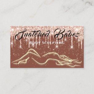 Body Sculpting Beauty Logo Massage DripGlitterRose Business Card