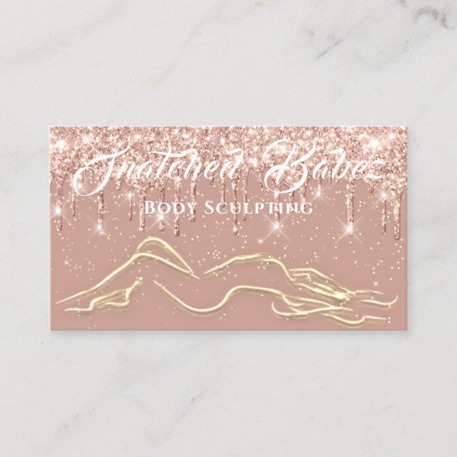 Body Sculpting Beauty Logo Massage Drips Glitter Business Card (Front)