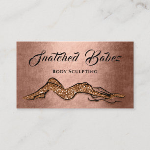 Body Sculpting Beauty Logo Massage  QE CODE Brown Business Card