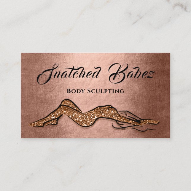 Body Sculpting Beauty Logo Massage  QE CODE Brown Business Card (Front)