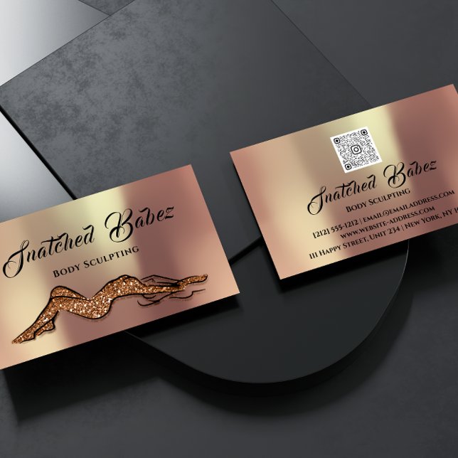 Body Sculpting Beauty Logo Massage  QE CODE Copper Business Card (Body Sculpting Beauty Logo Massage QE CODE Copper Business Card)