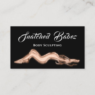 Body Sculpting Beauty Logo Massage QRCODE Black  Business Card