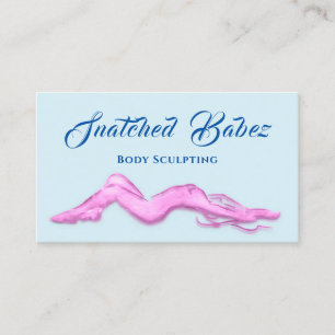 Body Sculpting Beauty Logo Massage QRCODE BluePink Business Card