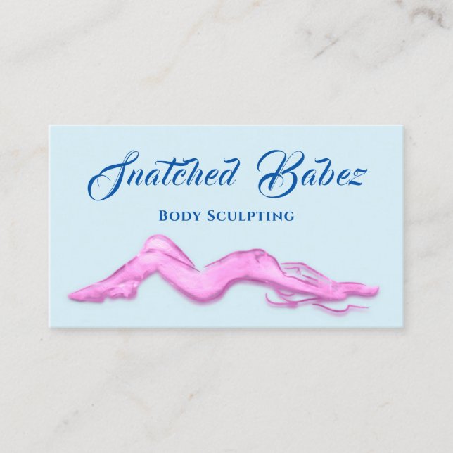 Body Sculpting Beauty Logo Massage QRCODE BluePink Business Card (Front)