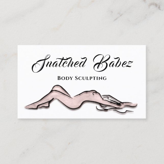 Body Sculpting Beauty Logo Massage QRCODE Pink Business Card (Front)