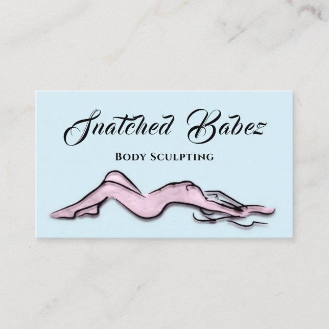 Body Sculpting Beauty Logo Massage QRCODE Pink  Business Card (Front)