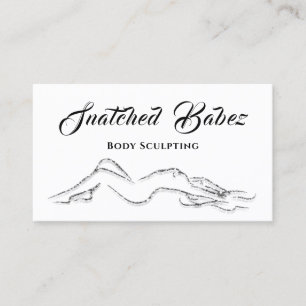 Body Sculpting Beauty Logo Massage QRCODE Silver Business Card
