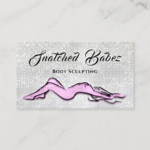 Body Sculpting Beauty Logo Massage Silver Pink Business Card