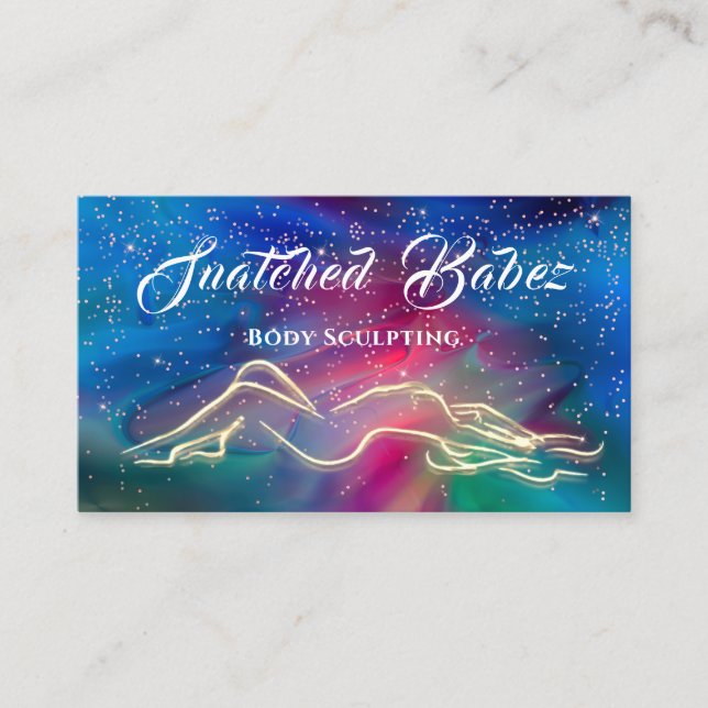 Body Sculpting Beauty Logo Massage Spa Blu Gold Business Card (Front)