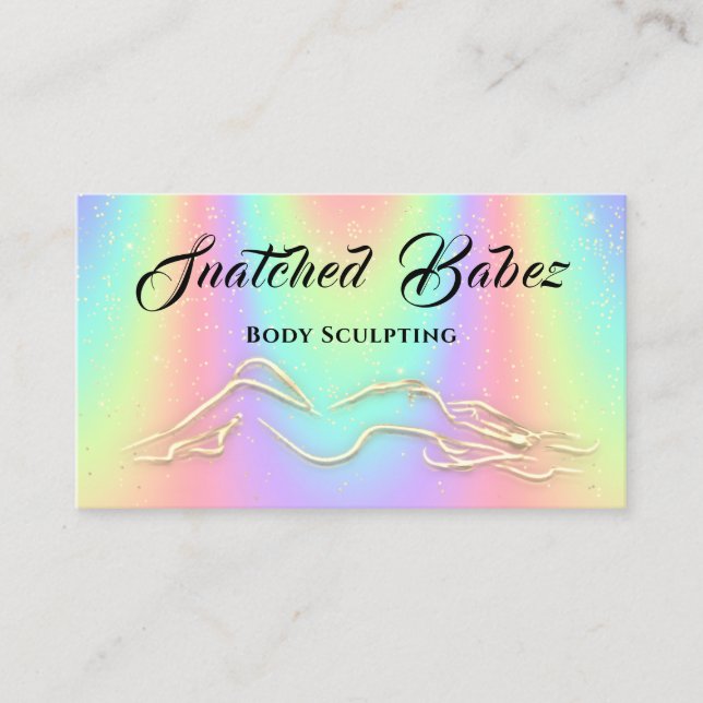 Body Sculpting Beauty Logo Massage Spa Blu Holo Business Card (Front)