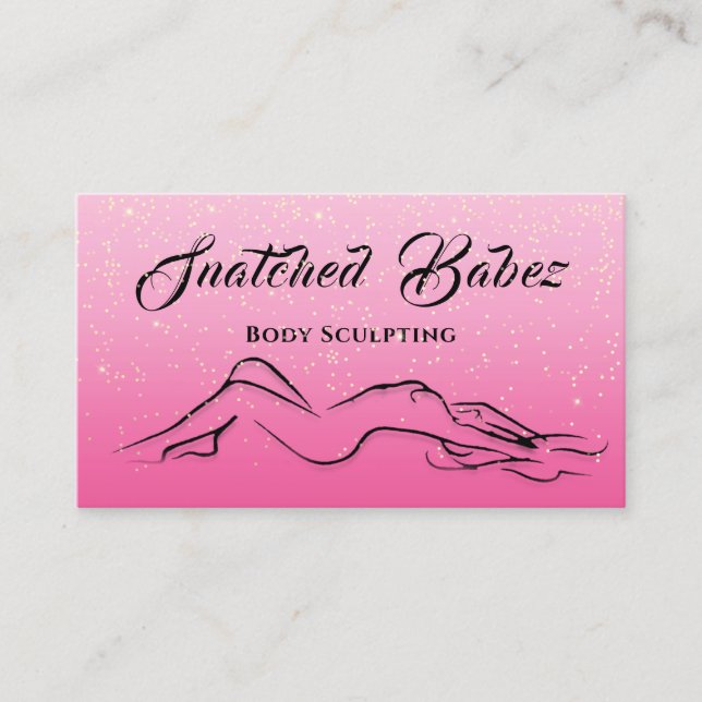 Body Sculpting Beauty Logo Massage Spa Pink Business Card (Front)