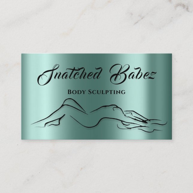 Body Sculpting Beauty Logo Massage Teal Green Business Card (Front)