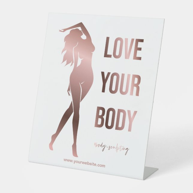 Body sculpting body contouring shaping spa fitness pedestal sign (Front)