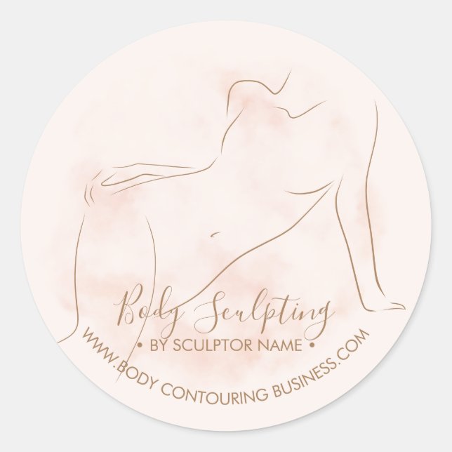 Body sculpting contouring care woman tanning classic round sticker (Front)