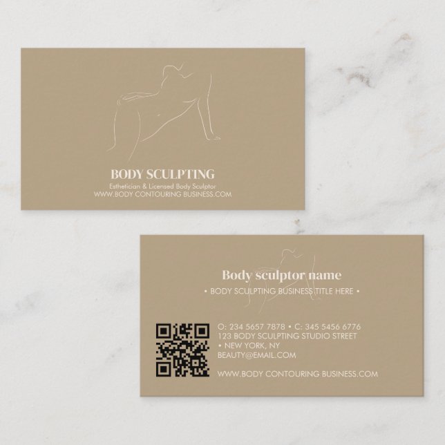 Body sculpting contouring spa aesthetic qr business card (Front/Back)