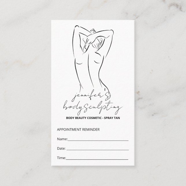 Body Sculpting Contouring Spray Tan Appointment Business Card (Front)