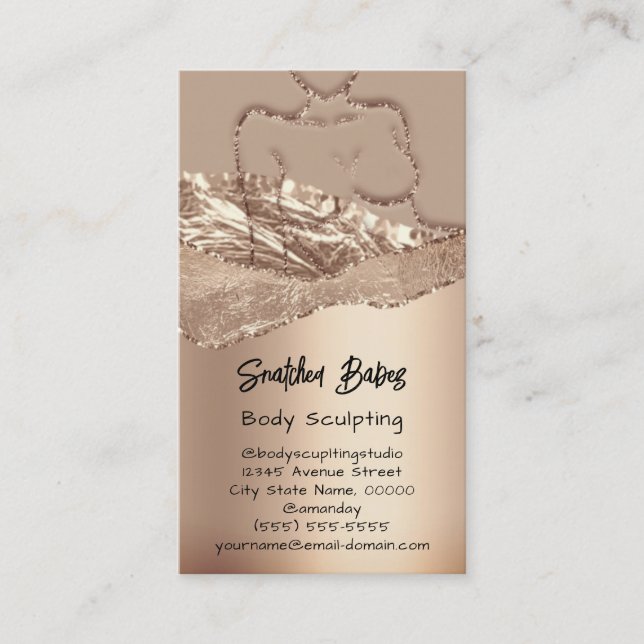 Body Sculpting Cosmetics Logo QR Code Rose Glitter Business Card (Front)